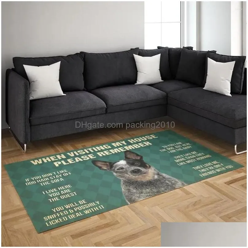 Carpets Australian Cattle Dog Carpet 3D Printed Mat For Living Room Doormat Flannel Print Bedroom Non-Slip Floor Rug Drop Delivery Dhvei