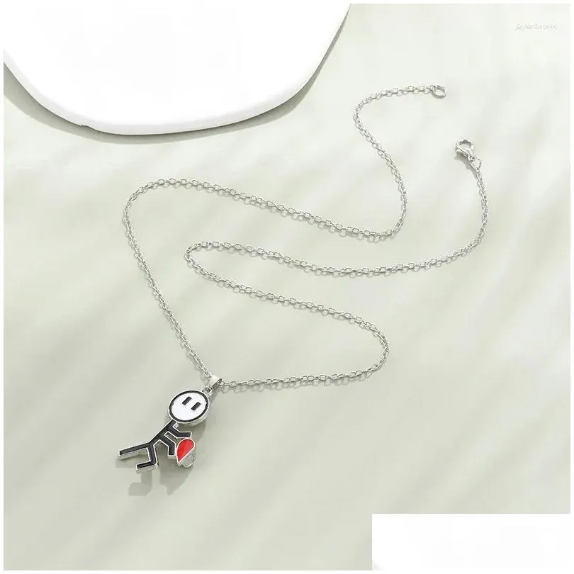 Pendant Necklaces Fashion Cute Funny Cartoon Matchman Magnetic Attraction Couple Necklace Friendship Heart Valentine Day Gift