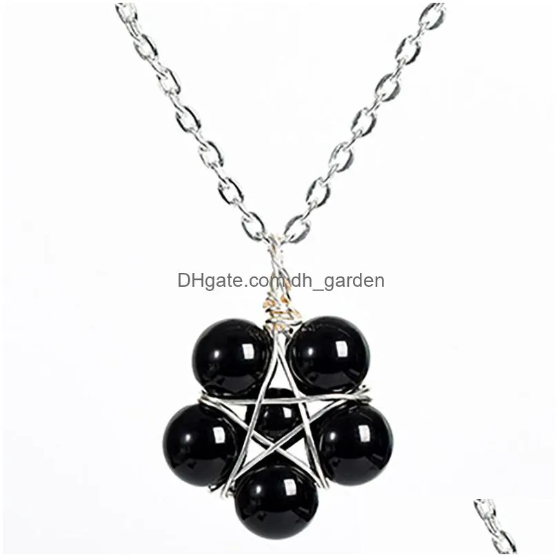 Pendant Necklaces Natural Crystal Rough Round Beads Stone Necklace Star Beaded Flower Gemstone Pendants For Drop Delivery Je Dhgarden Dhgta