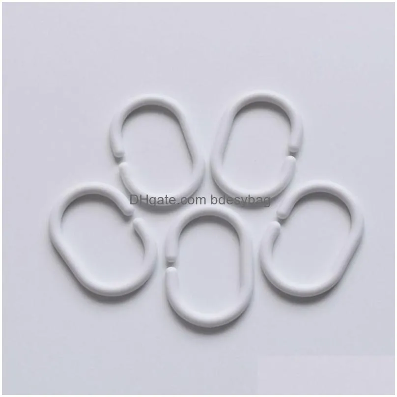 Curtain Poles 6480Pcs/Lot New Plastic Shower Curtain Hook Hanger Rings Bath Drape Loop Clasp Home Curtains Wholesale Lx0147 Drop Deliv Dhf1O