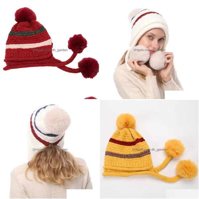 Stingy Brim Hats Fur Ball Pom Cap Winter Warm Chenille Soft Hat Cloak Hats Beanie For Women Fashion Drop Delivery Fashion Ac Dhgarden Dha4H