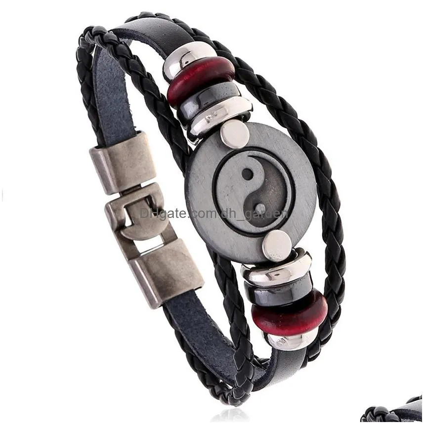Charm Bracelets Update Yinyang Bracelet Mlti Layer Leather Bracelets Women Men Fashion Jewelry Will And Drop Delivery Jewelr Dhgarden Dhgvx