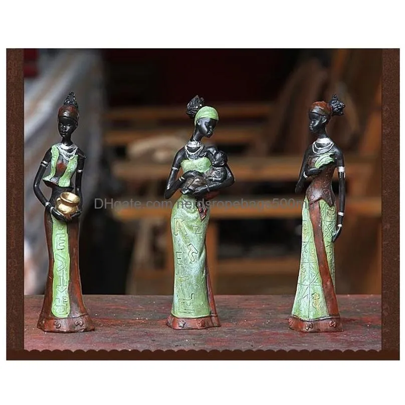 Arts And Crafts 3Pcs/Lot 6X5X20Cm African Woman People Ornaments Home Decoration Accessories Craft Statue 210414 Drop Delivery Home Ga Dhukx