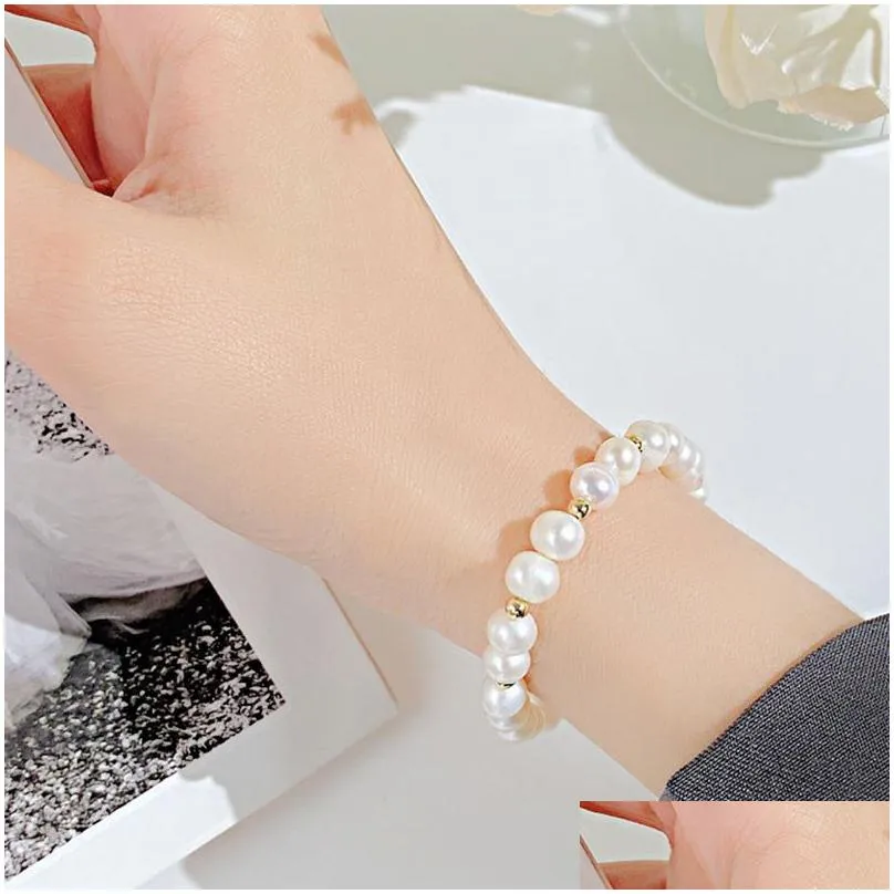 Jewelry Freshwater Pearl Beaded Bracelet Simple French Kerea Copper Beads Bracelets For Drop Delivery Baby, Kids Maternity Accessories Dhwbm