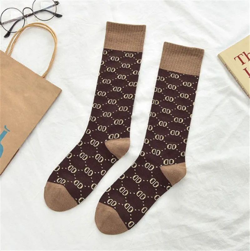 Fashion Printed Knee Socks Calf Socks Long High Tube Socks Female Korean Version ins trend Harajuku Style