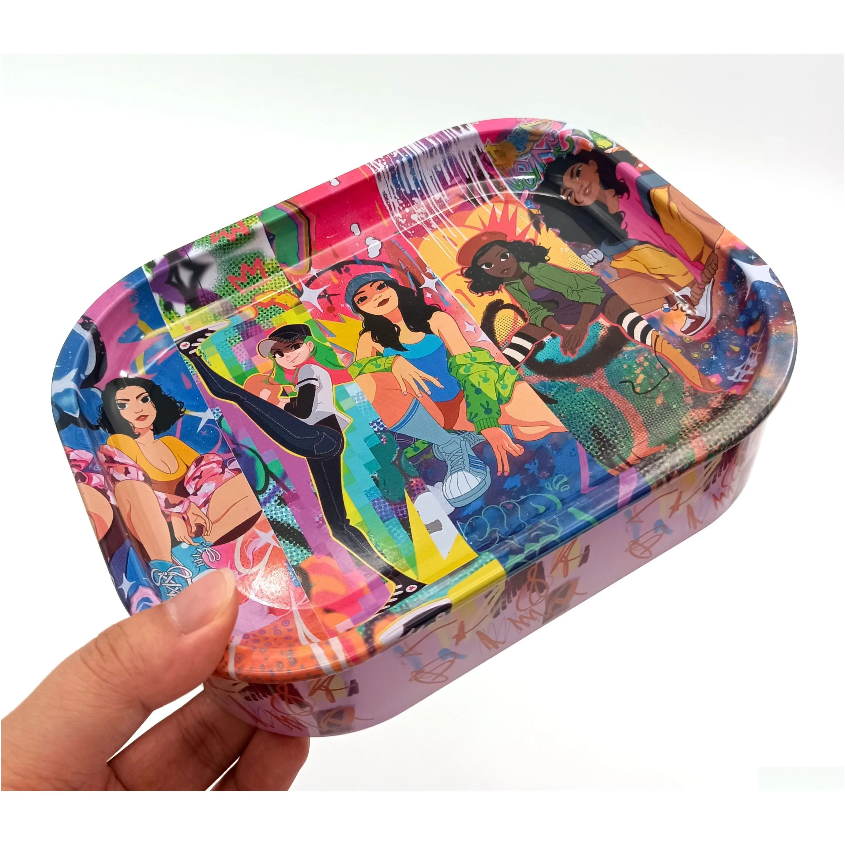 stock in us 60pcs/case stash box smoking accessories rolling tray 180x140x45mm size 10 designs opp bag packaging can not ship to alaska hawaii puerto