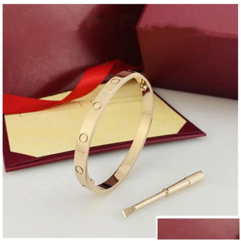 high end gold link bracelet luxury screwdriver love bracelet fashion unisex cuff bracelet 316l stainless steel plated 18k gold jewelry five