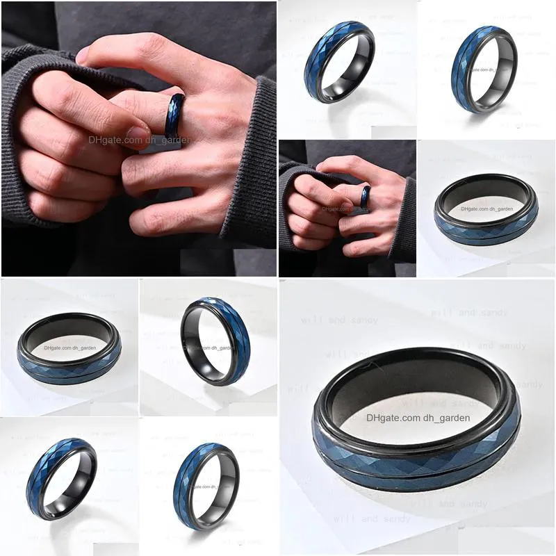 Band Rings Tungsten Steel Rhombus Black Contrast Color Ring Band For Men Women Hip Hop Fashion Fine Jewelry Drop Delivery Je Dhgarden Dhxwl