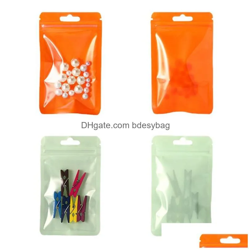 Storage Bags 17 Size Jewelry Self Seal Bag With Hook Food Candy Plastic Pouch Mobile Phone Case Packing Color Gift Bags Lx3787 Drop De Dhbzu