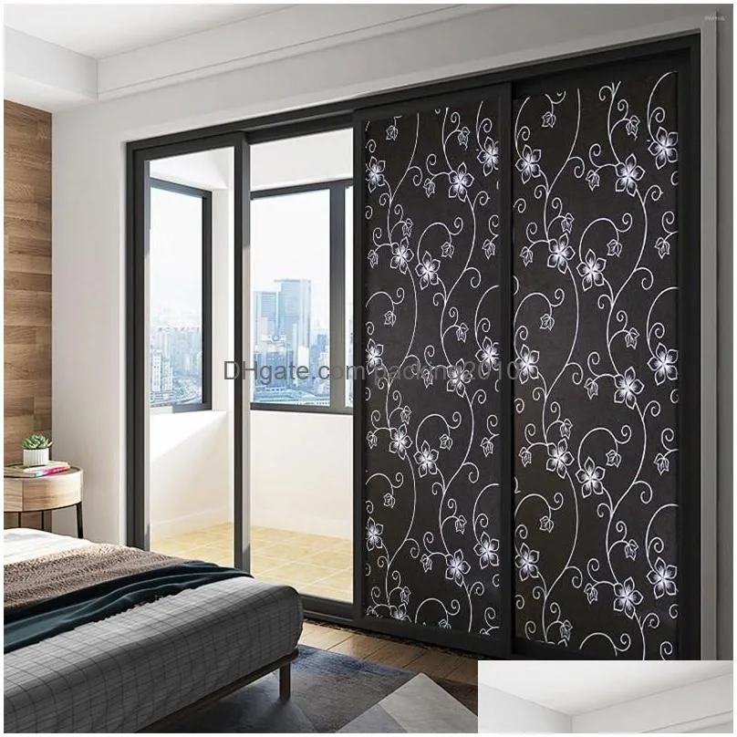 Gift Wrap Static Cling Privacy Window Film Black B Lackout Removable No Adhesive Hip Hop Stickers For Drop Delivery Dh9Vy