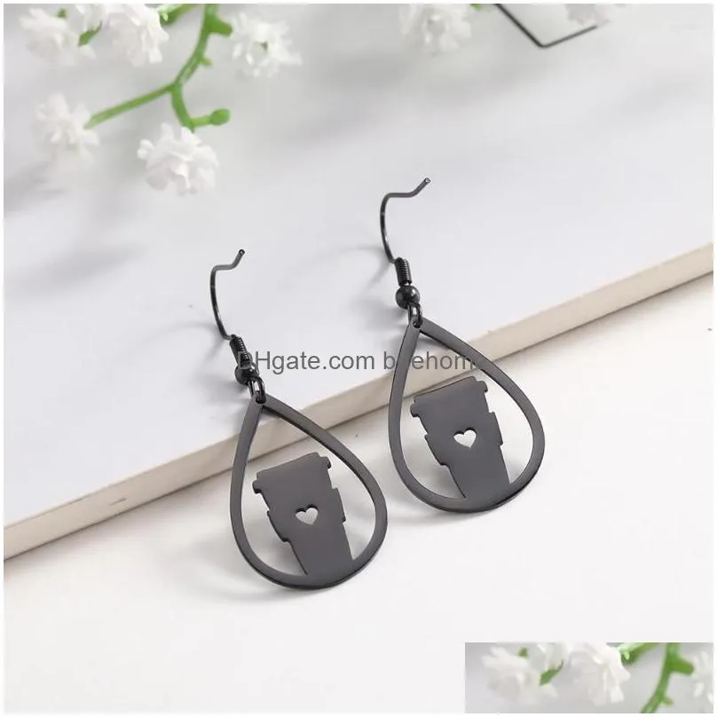 Dangle & Chandelier Dangle Earrings Sipuris 2022 Stainless Steel Earring Coffee Cup Graphic Statement Water Drop For Women Fashion Je Dhkxt