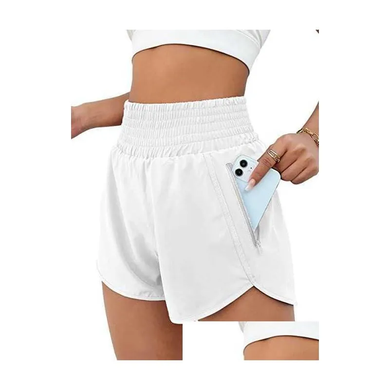 Lu Yoga Lemon Algin Womens Shorts Sports  High Waist Track That Running Leggings Side Pockets Anti Glare Elastic Slimming Pant Tigh Dhark