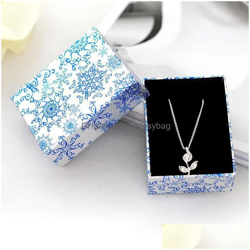 Party Favor Blue And White Porcelain Empty Paperboard Chinese Style Jewelry Box Paper Packaging For Necklace/Ring/Earring Gift Za5620 Dhvfc