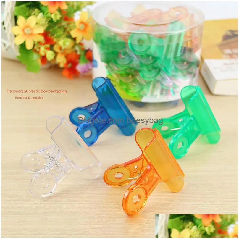 Bag Clips Plastic Binder Bldog Clips Colored Hinge Paper Clip Clamps For Food Chip Bags Art Crafts Kitchen Office Teaching Lx4639 Drop Dhftp