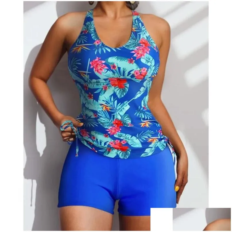 Summer 2024 Swimsuits Closed Tankini Sets Female Swimwear Push Up Beach Wear Two Piece Bathing Suits Pool Women`s Swimming Suit