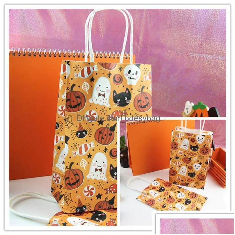 Gift Wrap Halloween Easter Party Decoration Pumpkin Ghost Paper Candy Bag Baking Box Home Props Supplies Ct0215 Drop Delivery Home Gar Dh5Qh