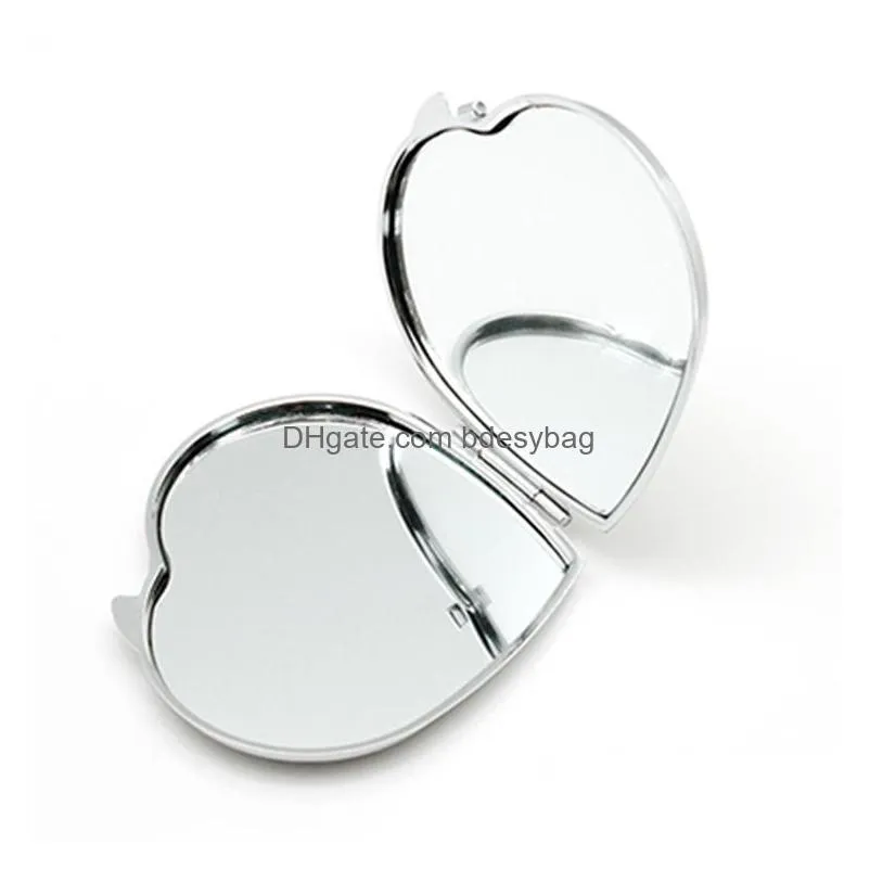 Mirrors Diy Make Up Mirror Iron 2 Face Sublimation Blank Plated Aluminum Sheet Girl Gift Cosmetic Compact Mirrors Portable Decoration Dheeq