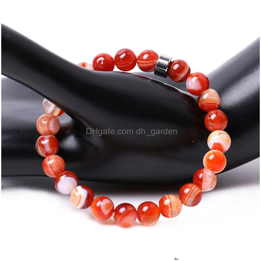 Beaded Yoga 7 Chakra Stone Bracelet Strands Striped Red Agate Lotus Charm Buddha Head Volcanic Bracelets Wristband For Wome Dhgarden Dhoke