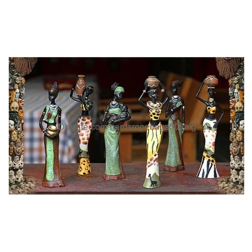 Arts And Crafts 3Pcs/Lot 6X5X20Cm African Woman People Ornaments Home Decoration Accessories Craft Statue 210414 Drop Delivery Home Ga Dhukx