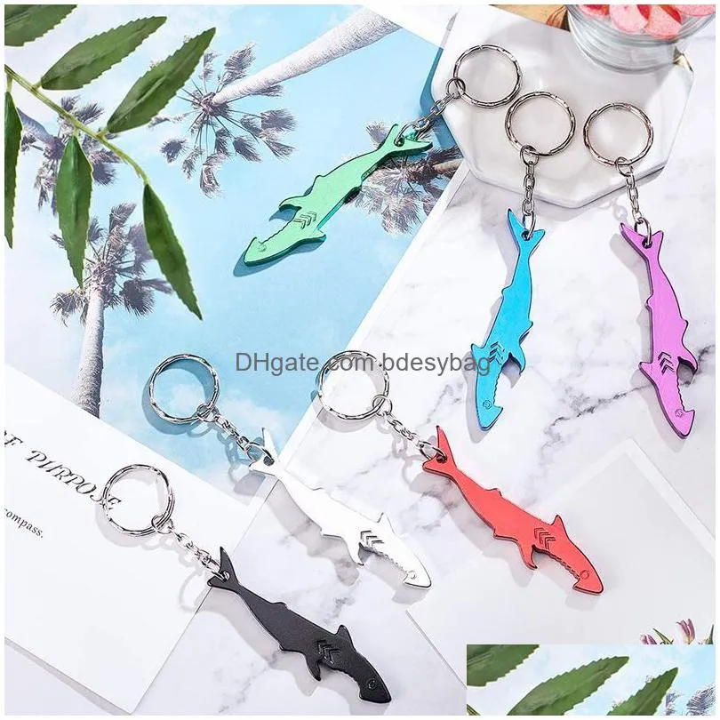 Openers Aluminium Alloy Shark Shaped Bottle Opener Pocketable Keychain Bear For Cam And Traveling Lx5537 Drop Delivery Home Garden Kit Dhjay