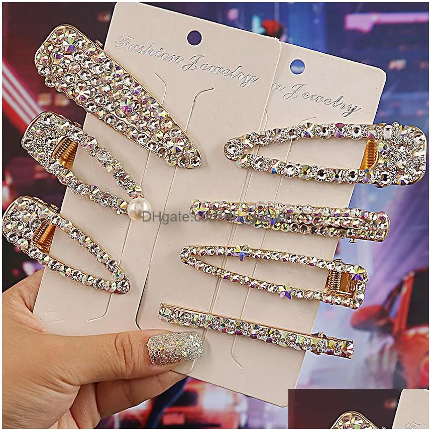 Hair Clips & Barrettes Simple Crystal Bobby Pins Clip Gold Bling Hair Clips Barrettes For Women Girls Fashion Jewelry Will Dhgarden Dhzex