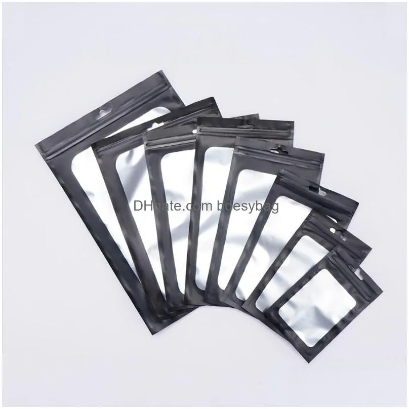 Packing Bags Black Matte Translucent Aluminum Foil Frosted Window Self Seal Bag Recloseable Snack Socks Gifts Packaging Pouches Lx4846 Dhfvu