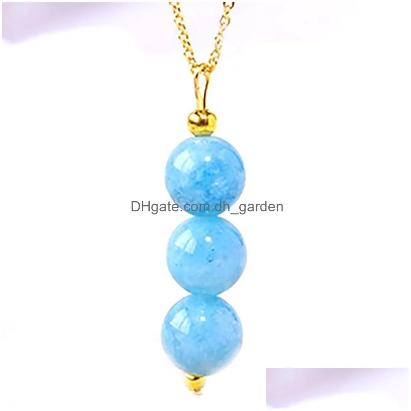 Pendant Necklaces Natural Stone Crystal Round Beads Pendant Necklace Candy Color Beaded Diy Jewelry Drop Delivery Jewelry Nec Dhgarden Dhryd