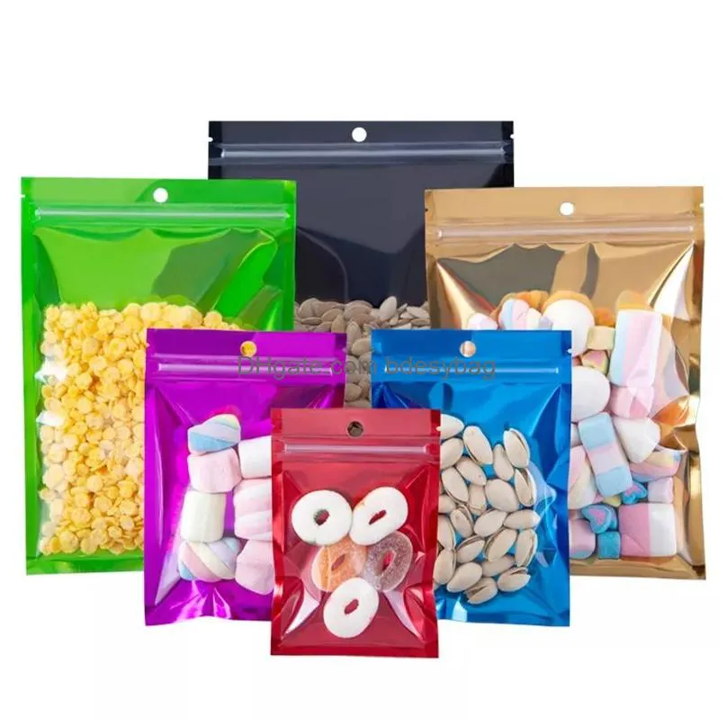 Storage Bags Colorf Reclosable Clear Front Plastic Mylar Foil Package Bags Reusable Aluminum Zipper Food Storage Wholesale Lx5157 Drop Dhffj