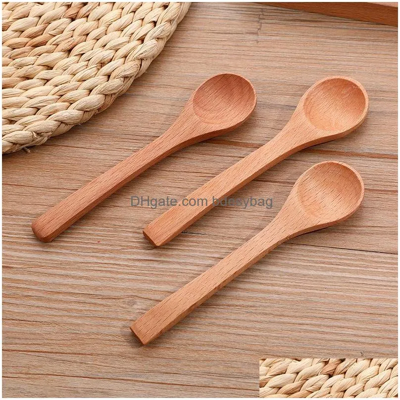 Spoons High Quality Wooden Spoon Childrens Jam Mini Honey Beech Scoop 12.7Cmx3Cm Factory Wholesale Drop Delivery Home Garden Kitchen, Dh0Bl