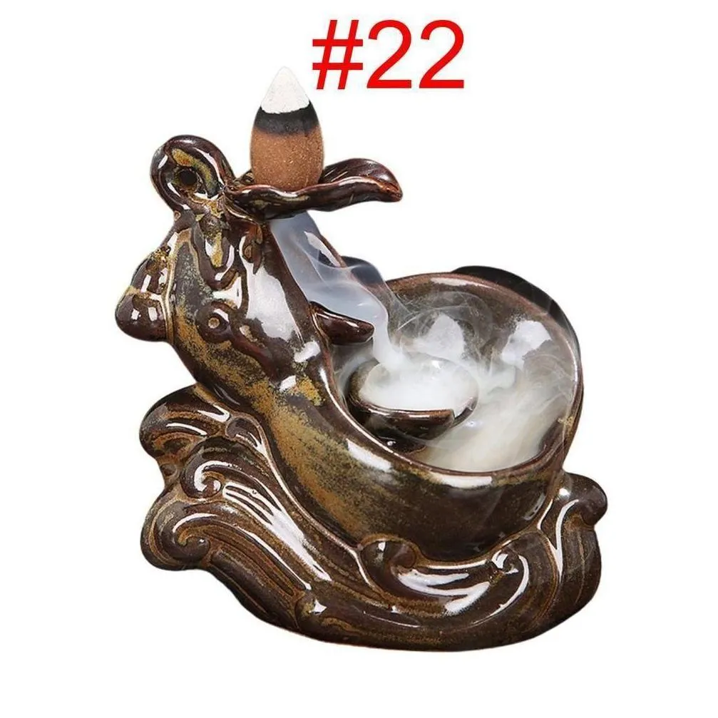 Other Festive & Party Supplies Fragrance Lamps Ceramic Glaze Waterfall Backflow Incense Burner Censer Holder Cones Home Decor Stick Sm Dhahx