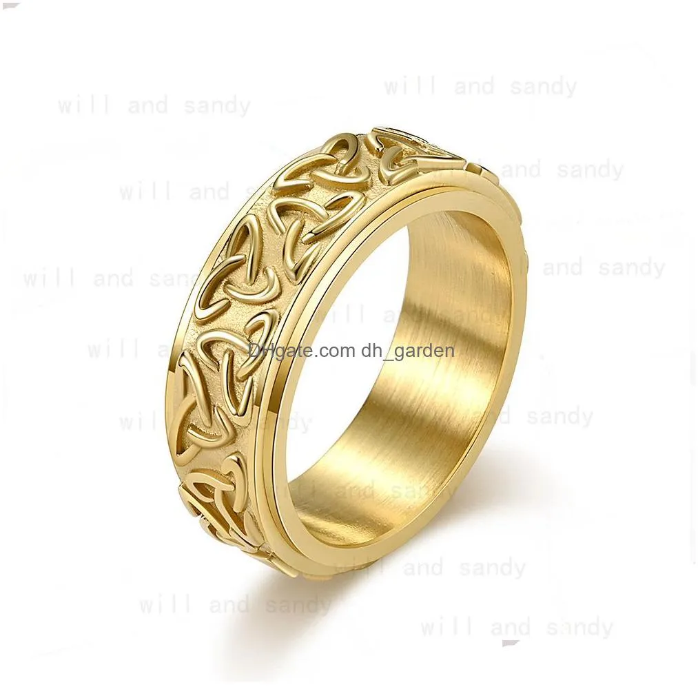 Band Rings Ancient Knot Ring Band Stainless Steel Rotatable Rings Women Men Relieve Hip Hop Fashion Fine Jewelry Drop Delive Dhgarden Dhzby