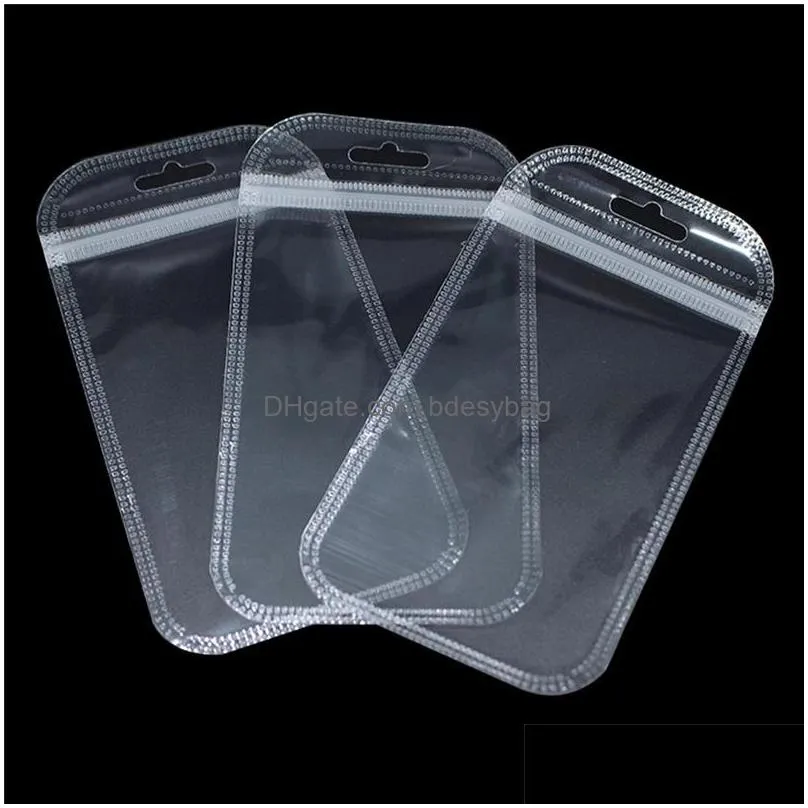 Packing Bags 20 Size Clear Plastic Self Seal Bags Electronic Accessories Storage Resealable Zipper Poly Jewelry Package Bag Hang Hole Dhhog