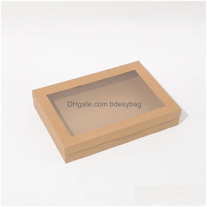 Gift Wrap 3 Size Large Kraft Paper Box With Window Handmade Jewelry Gift Boxes Wedding Party Decoration Lx5105 Drop Delivery Home Gard Dht5C