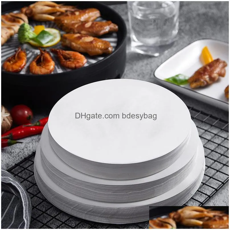 Other Bakeware 500Pcs/Lot Round Reusable Cake For Air Fryer Oil-Proof Baking Paper Mat Loaf Bread Barbecue Home Kitchen Mtipurpose Diy Dhie0