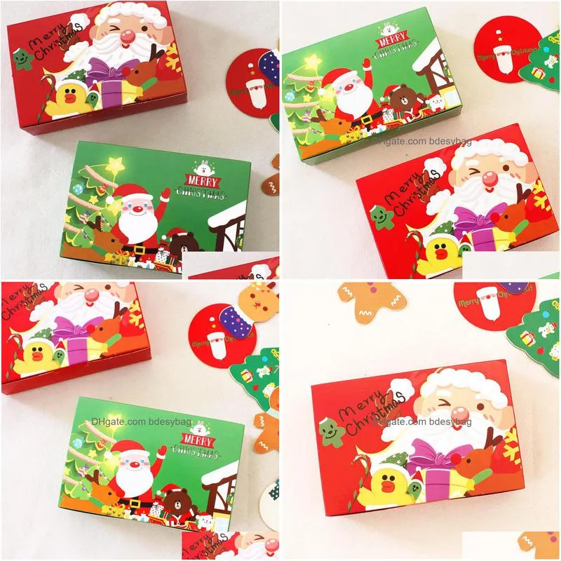 Gift Wrap 21X14X5Cm Red Green Merry Christmas Santa Claus Paper Box Cookie  Birthday Party Gifts Packaging Lx3262 Drop Delivery Ho Dhqen