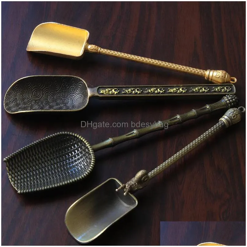 Tea Scoops Retro Metal Tea Spoon Stainless Steel Ebony Rosewood Teaspoon Set Shovel Ceremony Accessories Tool Lx4592 Drop Delivery Hom Dhnas