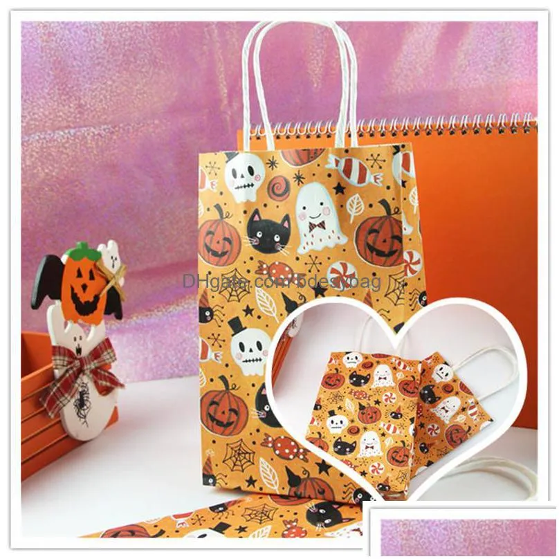 Gift Wrap Halloween Easter Party Decoration Pumpkin Ghost Paper Candy Bag Baking Box Home Props Supplies Ct0215 Drop Delivery Home Gar Dh5Qh