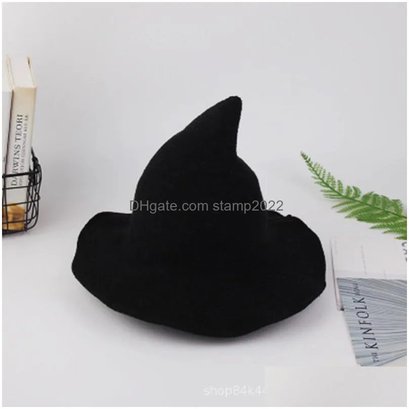 adult kids halloween witch hat wool knit hat solid hat party fancy dress hat witches top pointed caps dresses up cosplay props