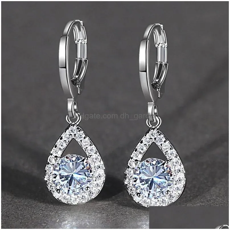 Dangle & Chandelier Cubic Zirconia Dangle Earrings Tear Drop Diamond Ear Rings Women Fashion Jewelry Will And Sandy Gift Dr Dhgarden Dht8L