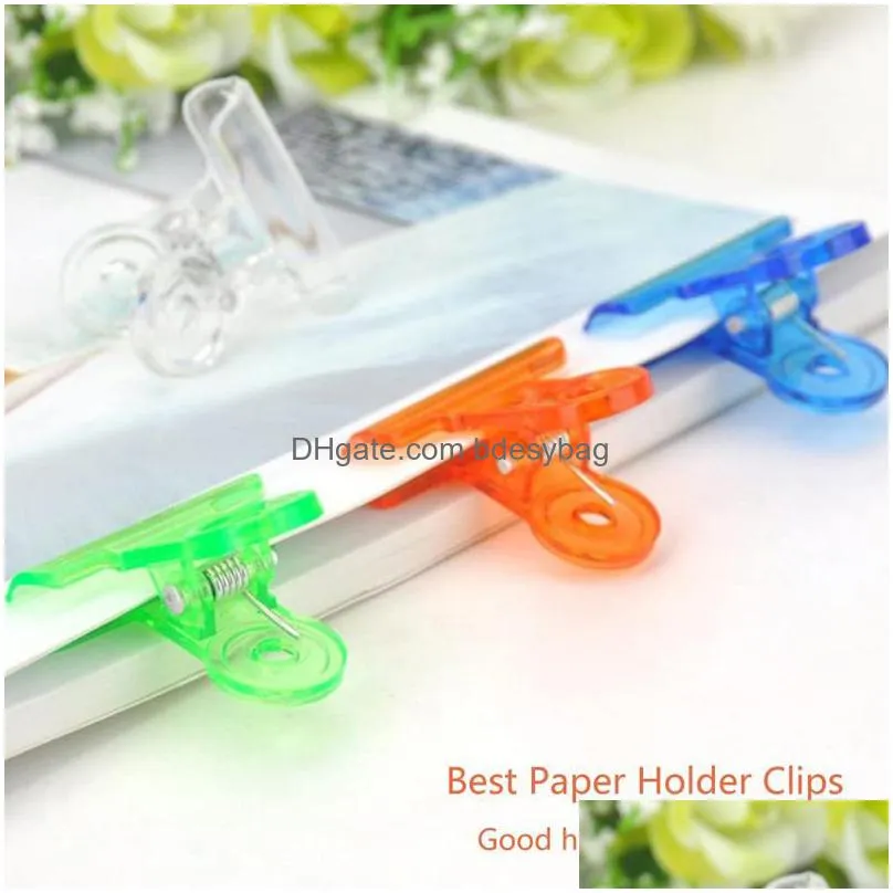 Bag Clips Plastic Binder Bldog Clips Colored Hinge Paper Clip Clamps For Food Chip Bags Art Crafts Kitchen Office Teaching Lx4639 Drop Dhftp
