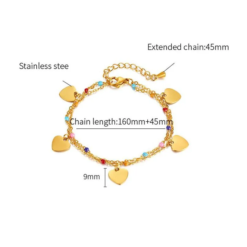 Jewelry Woman Stainless Steel Love Charm Bracelet Double Layer Fashion Gold Chain Bracelets Drop Delivery Baby, Kids Maternity Accesso Dhf7G
