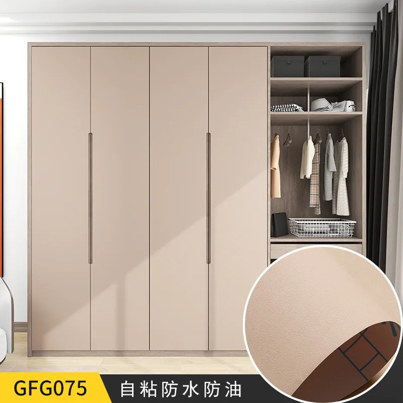 wardrobe door moisture proof refurbished sticker self-adhesive thickened solid color oil-proof wallpaper pvc film waterproof wallpaper with adhesive60cm