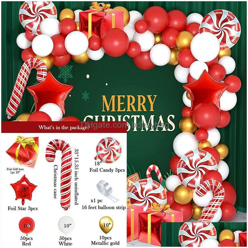 Christmas Decorations Christmas Balloons Arch Kit Santa Deer Red Candy Gift Box Foil Balloon For Decorations Party Supplies Lx5277 Dro Dhoaj