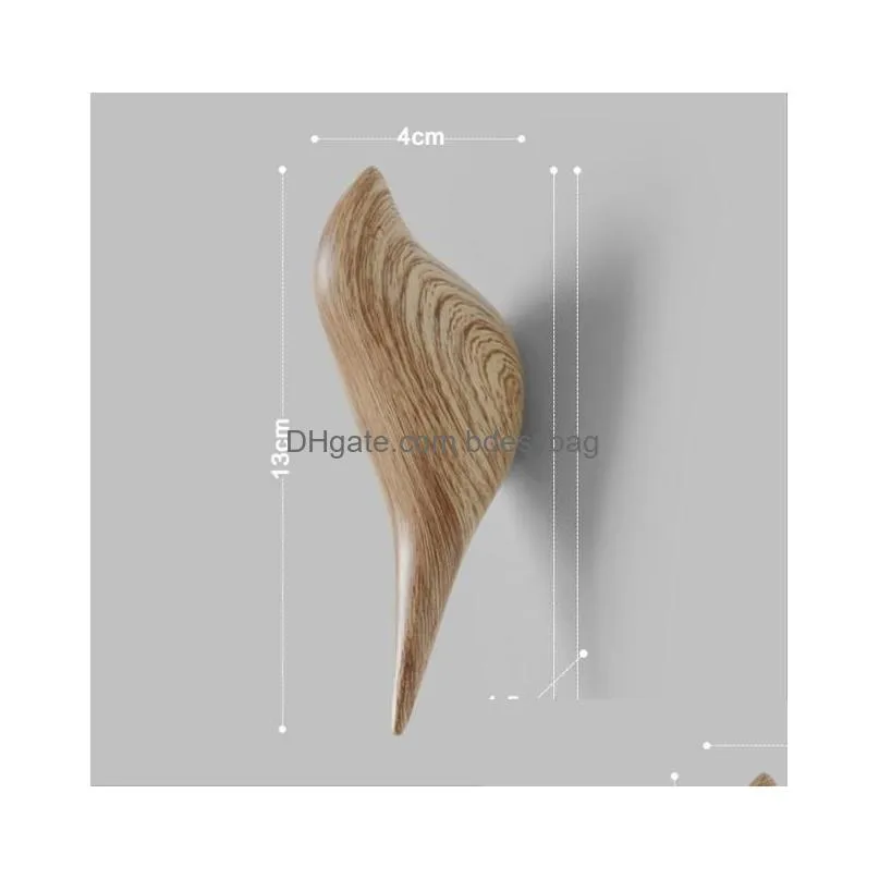 Hooks & Rails Creative Bird Shape Wall Hooks Home Decoration Resin Wood Grain Storage Rack Bedroom Door After Coat Hat Hanger 3D Holde Dhg4V