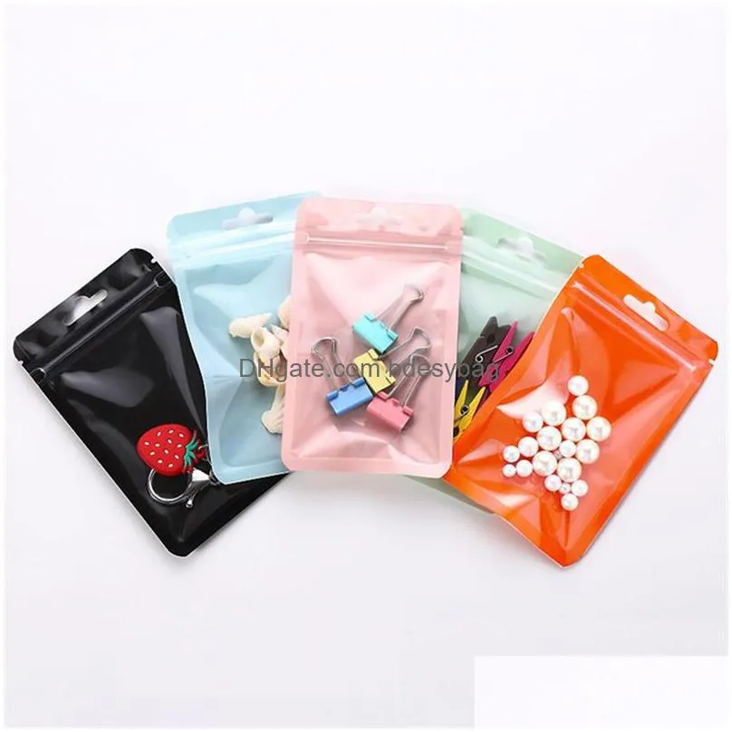 Storage Bags 17 Size Jewelry Self Seal Bag With Hook Food Candy Plastic Pouch Mobile Phone Case Packing Color Gift Bags Lx3787 Drop De Dhbzu