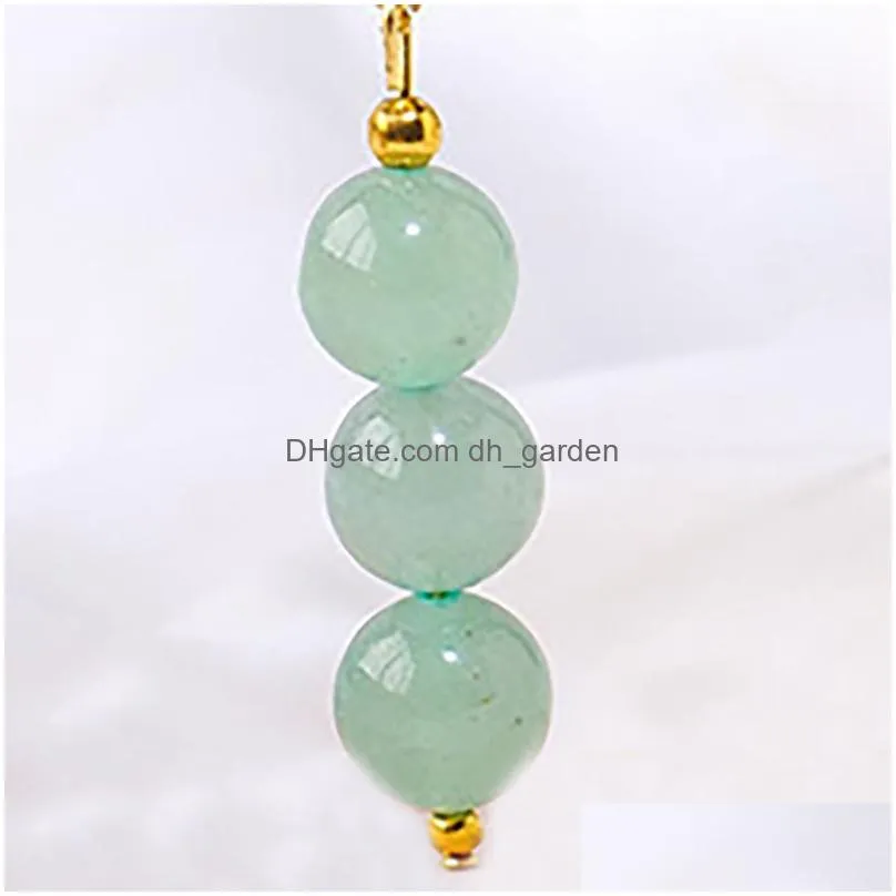 Pendant Necklaces Natural Stone Crystal Round Beads Pendant Necklace Candy Color Beaded Diy Jewelry Drop Delivery Jewelry Nec Dhgarden Dhryd