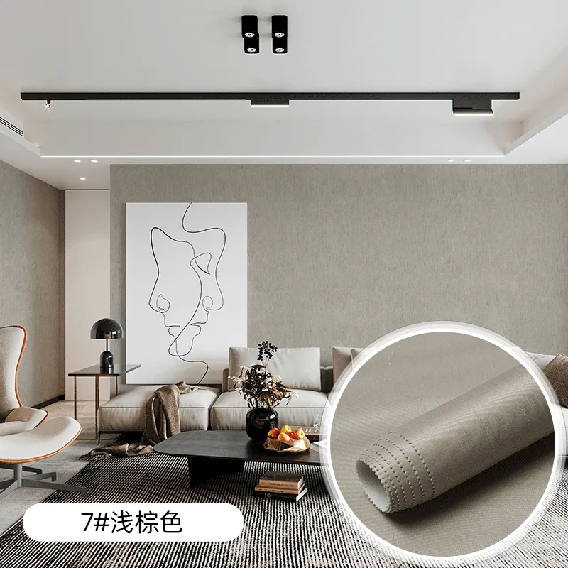 high-end imitation silk whole house thickened wall cloth new chinese engineering hotel solid color modern wall cloth