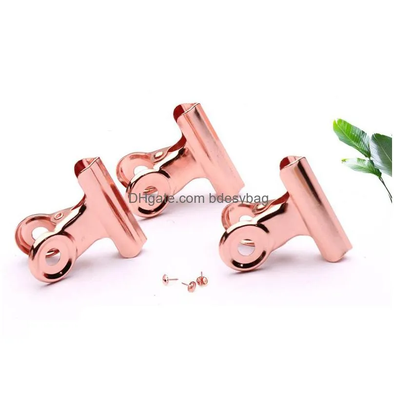 Bag Clips Round Metal Grip Clips Rose Gold Bldog Clip Stainless Steel Ticket Stationery Bills Office Supplies Lx3358 Drop Delivery Hom Dhasp