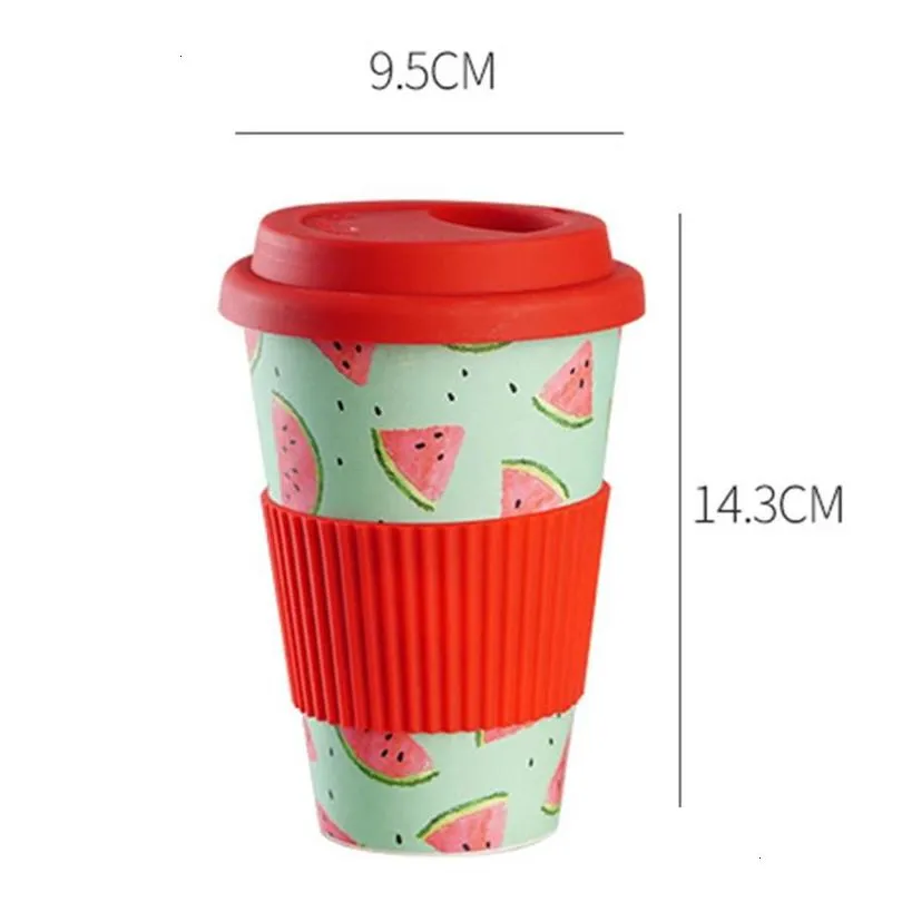 Mugs Heat Resistance Bamboo Fiber Mug Coffee With Sile Lid Tea Milk Bear Cup Drinkware Water Bottle 470Ml 231013 Drop Delivery Dhzwo