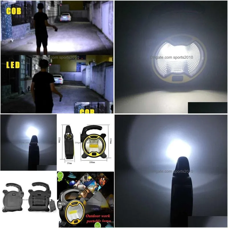 Other Home & Garden New Portable Cob Work Lamp Led Lantern Waterproof Emergency Spotlight Rechargeable Floodlight For Outdoor Hiking C Dhf7G